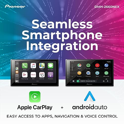 Pioneer DMH-2660NEX Digital Multimedia Receiver, with Apple CarPlay, Android Auto , Amazon Alexa via the Pioneer Vozsis App, Bluetooth and Backup Camera Compatibility, 6.8” Capacitive Touchscreen Pioneer DMH-2660NEX Digital Multimedia Receiver, with Apple CarPlay, Android Auto , Amazon Alexa via the Pioneer Vozsis App, Bluetooth and Backup Camera Compatibility, 6.8” Capacitive Touchscreen